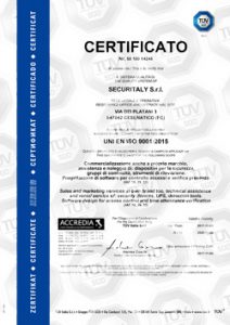 Securitaly Certificata UNI EN ISO 9001:2015
